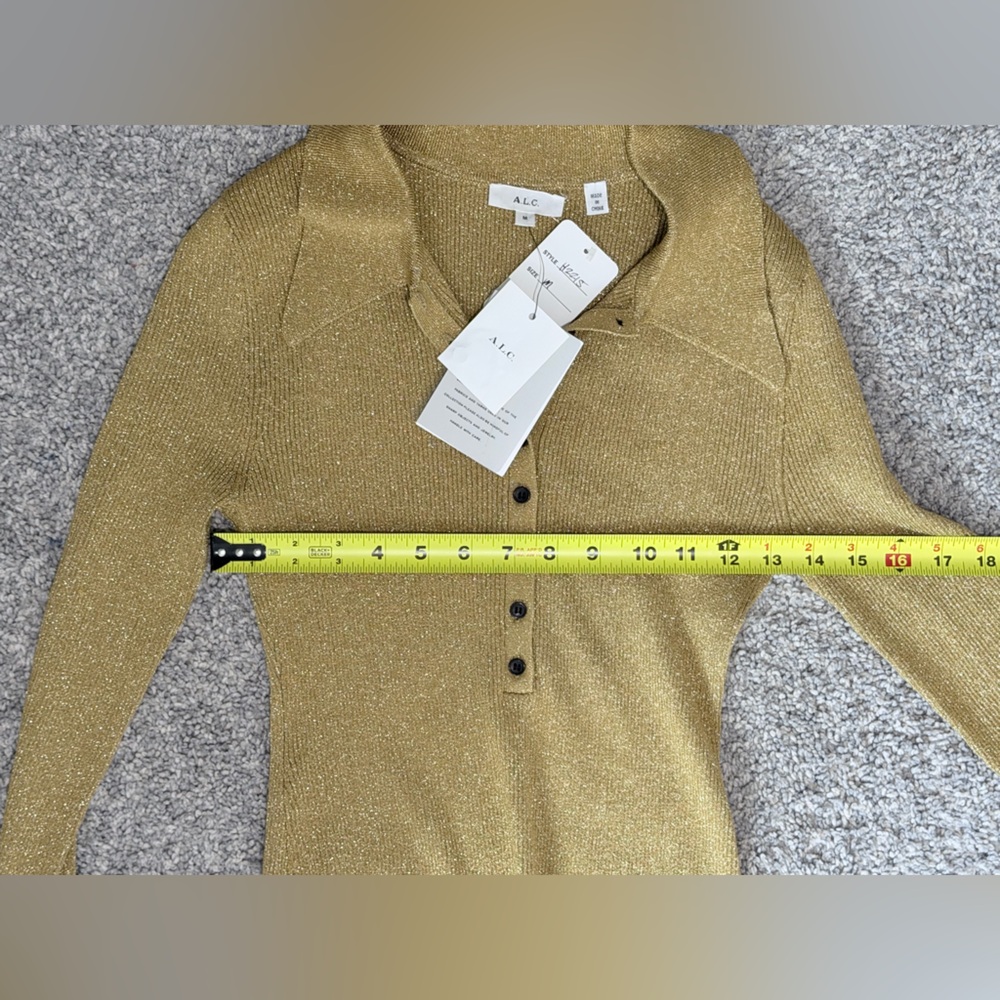A.L.C. metallic ribbed collared top - Picture 7 of 8